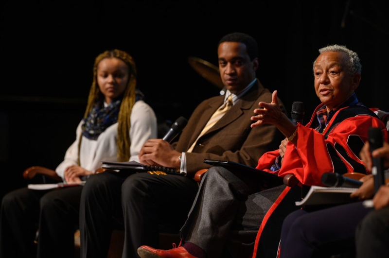 photo of Nia Mills, Javon Jackson, Nikki Giovanni